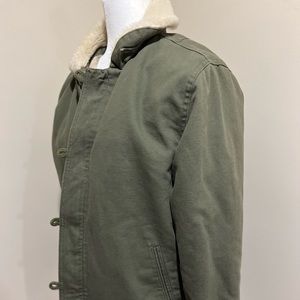 Army green faux fur jacket